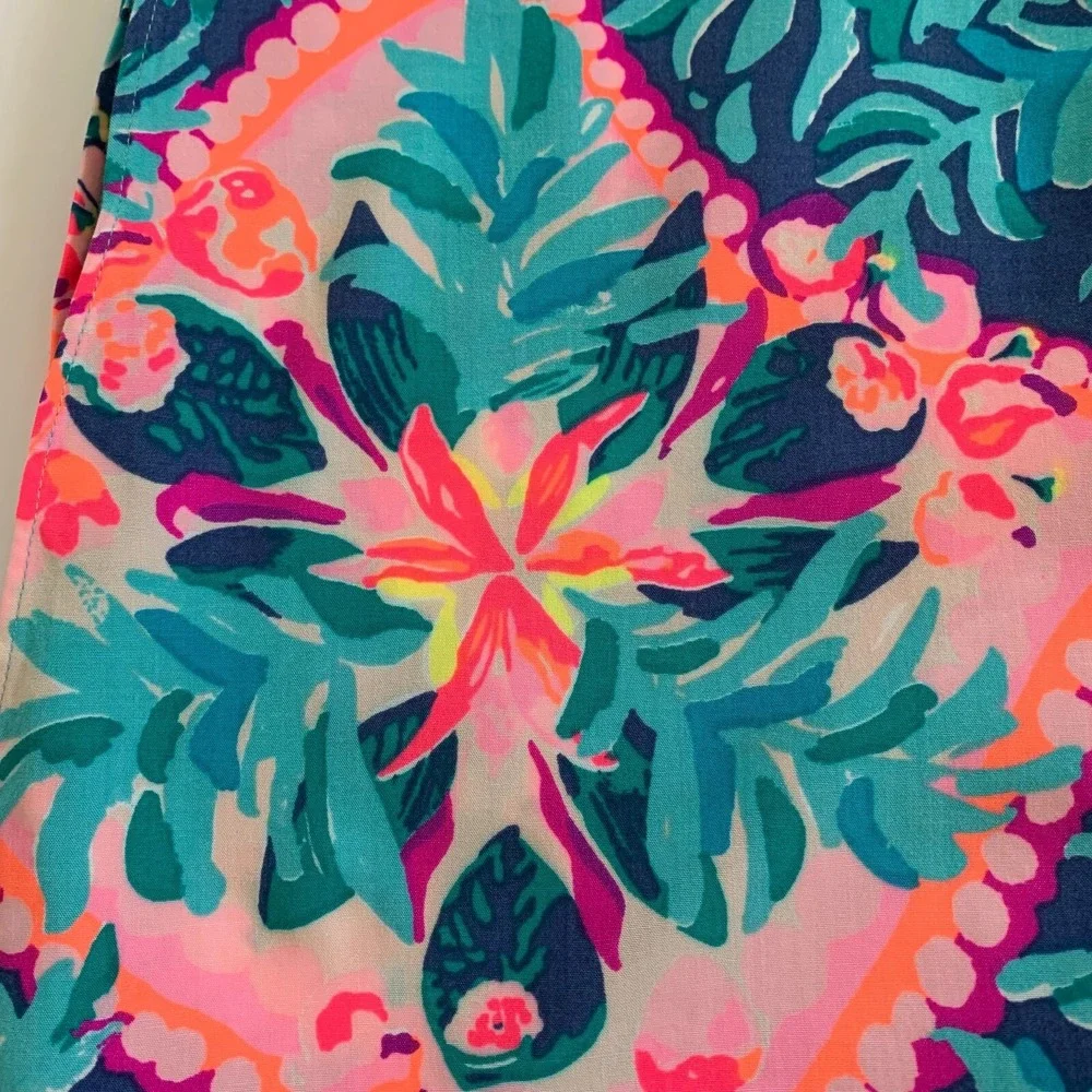 Lilly Pulitzer Tanya Romper Seaside Aqua Coconut Cove sz 2 0 XS Rayon Tropical